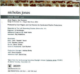 nicholas nick jonas brothers dear god solo ino records columbia daylight 2004