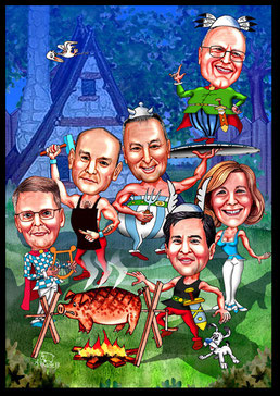 Karikaturen-Bild zeichnen lassen, Asterix ind Co aus dem Burgenland.