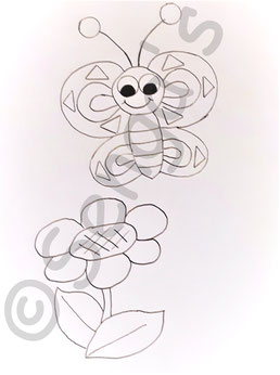 Schmetterling mit Blume, Motiv für Kindergartentasche