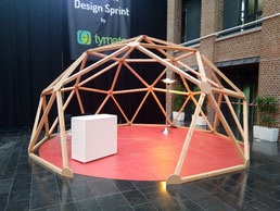 Dôme géodésique f2 de 30m², structure en bois. Salon des technologies à Lille