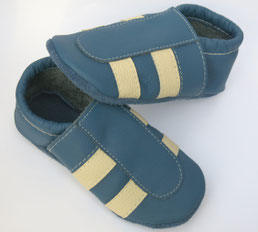 Babyschuhe Sport in jeansblau, Streifen weiß junger/mädchen Sportmodell