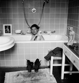 Lee Miller in Hitler's bathtub in Munich, 30 April 1945 