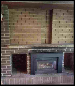 Before painting: Brick Fireplace