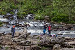 Die letzte Pause der Wanderwoche am "Falls of Dochart"