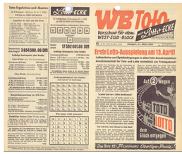 Tippvorschau in BW im Jahr 1958 mit der Verkündung, dass Baden-Württemberger bald Lotto spielen können