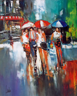 "Glissons sous la pluie" - 73x54