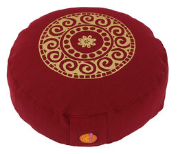 Meditationskissen rund bordeaux mandala h 10 cm