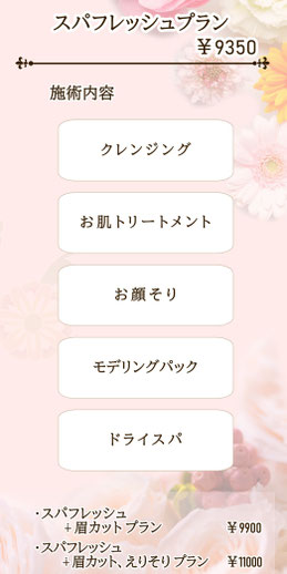 スパフレッシュプランの説明と金額
