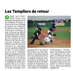 MEDIA SENART  Février 2015 : baseball