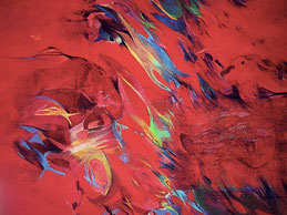 Transformation/ 200 x 150 cm, mixed media auf Leinwand, 2004, Privathaus Genua, Ital.