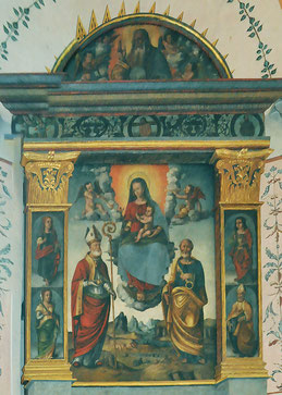 San Nicolao di Moriani - Retable de Raffaelle de Rossi grand peintre ligure du XVIè s. voir notre page sur saint Nicolas pour plus de détails sur cette oeuvre magnifique