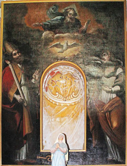 Rogliano (Cap corse) - Eglise Sant Agnellu - Saint Blaise et sainte Apolline, Dieu dans les nuées (cliché M.-E. Nigaglioni)