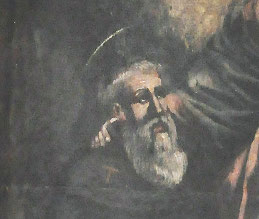 La Vierge a posé sa main sur l'épaule de St Antoine abbé