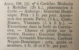 Guide du touriste 1910 - A noter que l'aubergiste Guerrini Dominique n'est autre que mon grand-père