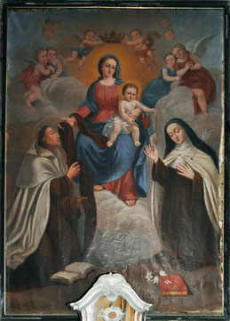 Remise du scapulaire à Ste Thérèse d'Avila et au carmélite                         St Simon Stock - Aglaë Meuron (1836-1925) -  1876
