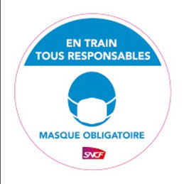 Message SNCF "Tous responsables : masque obligatoire"