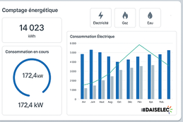GTB Light DAISELEC – Suivi des consommations énergétiques par usage et par mois.