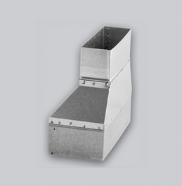 150 x 50 mm Flachkanal /Übergangsst/ück symmetrisch auf /Ø 100 mm