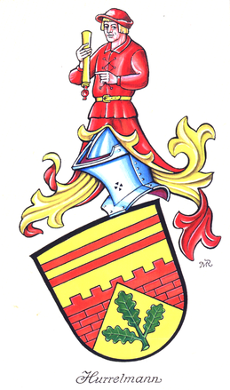 Familienwappen Hurrelmann, eingetragen in die Deutsche Wappenrolle des  Herolds, Berlin 