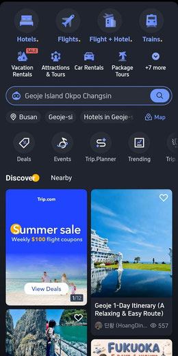 Trip.com dashboard page