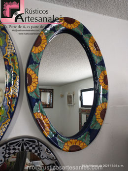 Espejo en Talavera Realzado pintado 100% a Mano | Rústicos Artesanales