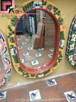 Espejo en Talavera Realzado pintado 100% a Mano  | Rústicos Artesanales