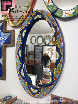 Espejo en Talavera Realzado pintado 100% a Mano | Rústicos Artesanales