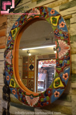 Espejo en Talavera Realzado pintado 100% a Mano  | Rústicos Artesanales