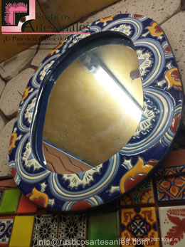 Espejo en Talavera Realzado pintado 100% a Mano | Rústicos Artesanales