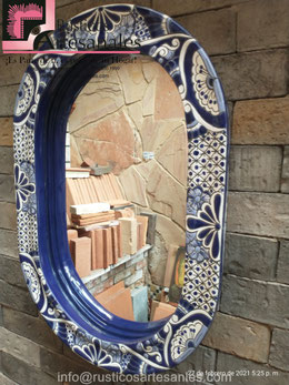 Espejo en Talavera Realzado pintado 100% a Mano | Rústicos Artesanales