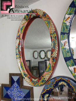 Espejo en Talavera Realzado pintado 100% a Mano | Rústicos Artesanales