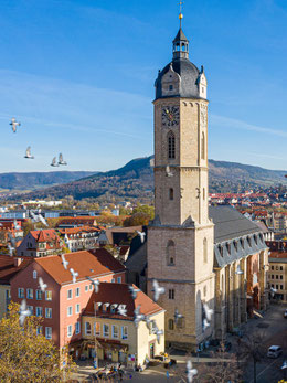 Turm der Stadtkirche von Westen mit neuer Renaissancehaube