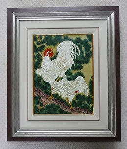 装飾額縁　　陶板額　【鳳凰木】 装飾額縁 陶板額 【鳳凰木】