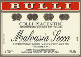 Malvasia Secca Bulli etichetta