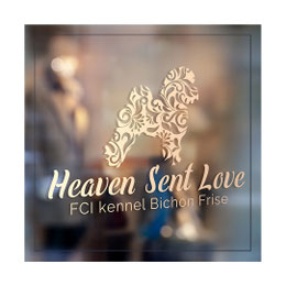 pitomnik bishon frize Heaven Sent Love Ukraina;  logotip pitomnika sobak disain; disain logotip pitomnik bishon frize; Ukraina; roskoshniy kreativniy doisain logotipy ukraina zakazat