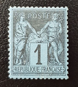 Timbre France n°84 bleu de Prusse