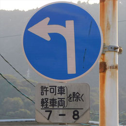 異形矢印標識(指定方向外進行禁止)。静岡県富士市にある。