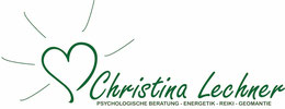 Logo von Christina Lechner: ein Herz daneben der Namensschriftzug und darunter psychologische Beratung Energetik Reiki Geomantie