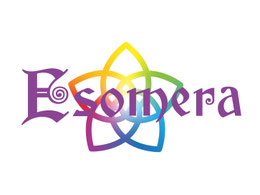 Logo Schrift mit dem Titel Esomera in Regenbogenfarben