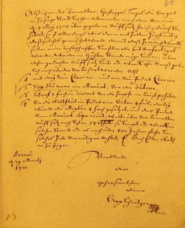 Brief von Arp Schnitger, 1710