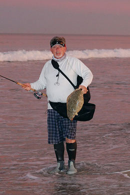 San Diego fly fishing surf halibut