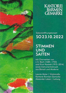 Konzertplakat Stimmen und Saiten mit Knut Nystedt: Stabat mater