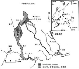 図2 長野県西部地震によって引き起こされた岩屑なだれ，岩屑流発生地点の位置図 (Endo et al.,1989)