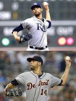 Nelle due foto David Price passato dai Rays ai Tigers