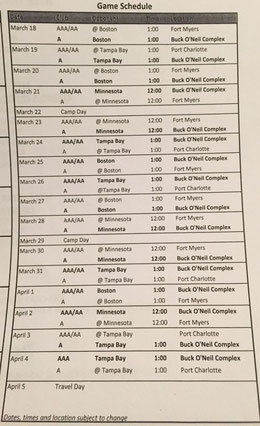 Il calendario delle partite di minor league Orioles allo Spring Training