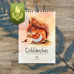 perpetual watercolor painting calendar Red Squirrels | Ewiger Aquarell Kalender Eichhörnchen | Sandra Mahn