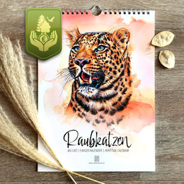 perpetual watercolor painting calendar Big Cats • leopard | Ewiger Aquarell Kalender Raubkatzen • Leopard | Sandra Mahn