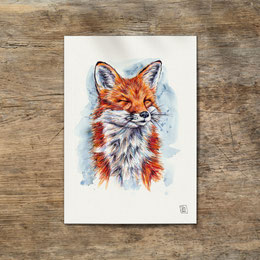 watercolor watercolour painting drawing red fox Vulpes vulpes | Aquarell Zeichnung Gemälde Rotfuchs Fuchs | Sandra Mahn