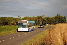 Volvo 7700 du réseau Keolis Saint-Malo Agglomération sur la ligne 8 (Intra Muros - Cancale Port de la Houle), ici vu au niveau du Havre du Lupin.