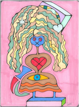 Mise en plis - Dessin original de Véronique CARUSO